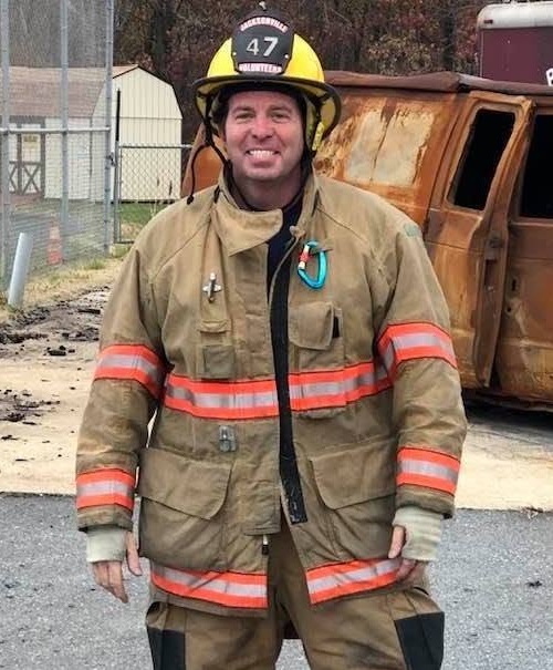 Peter Martin in volunteer firefighter turnout gear